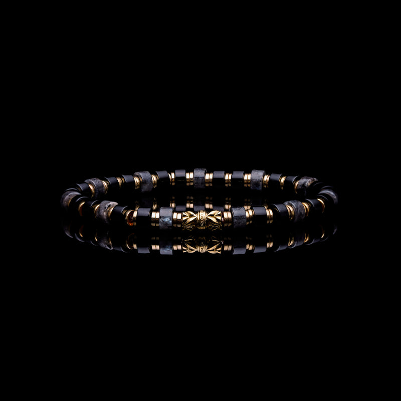 Buy 18K Solid Yellow Gold Double Strand Mangalsutra Bracelet With Gold  Chain and Black Beads, Layered Gold Bracelet, Indian Bridal Bracelet Online  in India - Et… | Black beaded bracelets, Gold bracelet