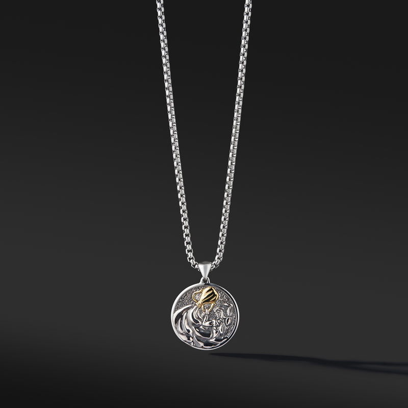 Zodiac necklace, Aquarius pendant necklace, Star sign necklace for men, 