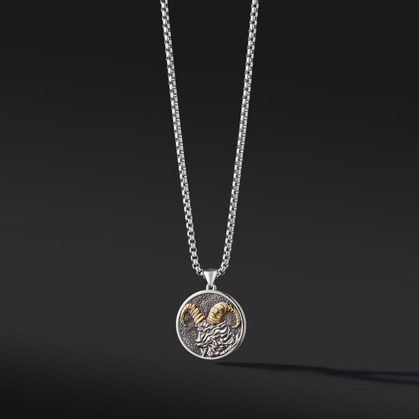 Zodiac necklace, aries pendant necklace, Star sign necklace for men, 