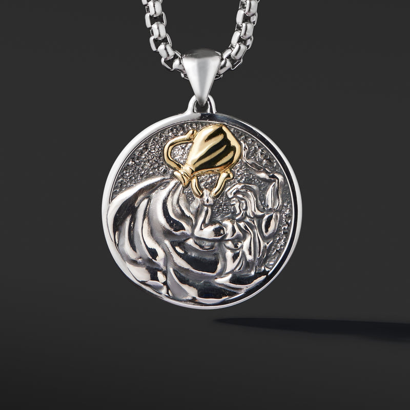 Aquarius Necklace | Gold Aquarius Pendant For Men | Azuro Designer