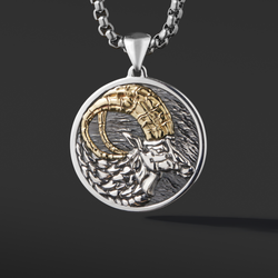 Capricorn Pendant Zodiac Necklace - Sterling Silver with 18K Solid Gold