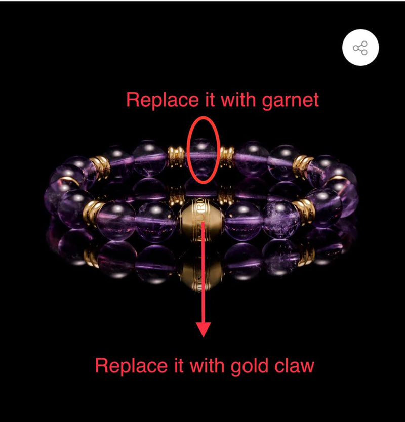 [Customize] Gold Dragon Claw Amethyst Chakra Bracelet | Gold Beaded Bracelet