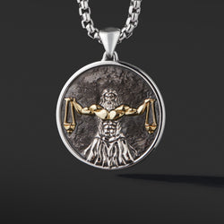 Libra Pendant Zodiac Necklace - Sterling Silver with 18K Solid Gold