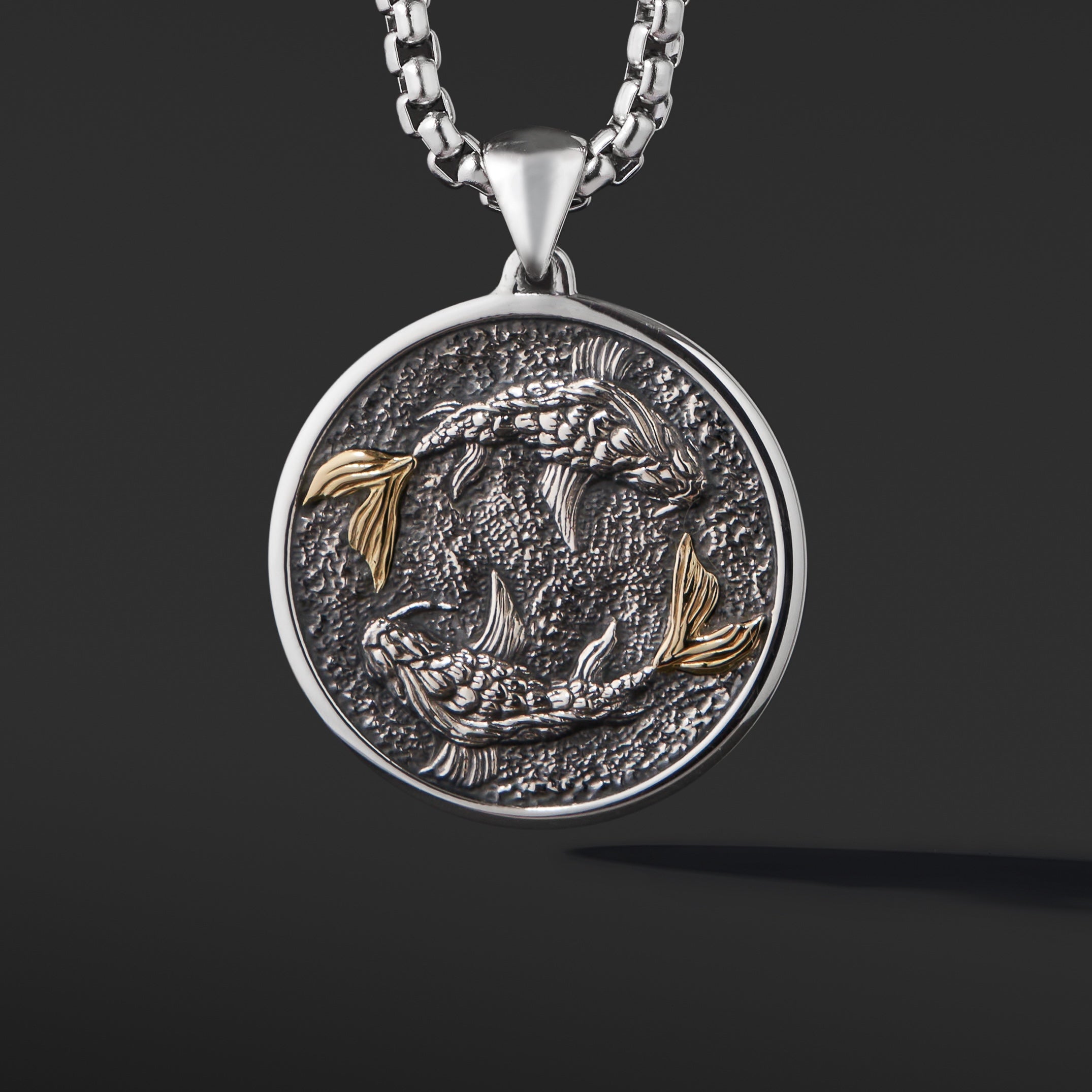 Pisces Pendant Zodiac Necklace - Sterling Silver with 18K Solid Gold