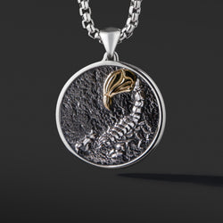 Scorpio Pendant Zodiac Necklace - Sterling Silver with 18K Solid Gold