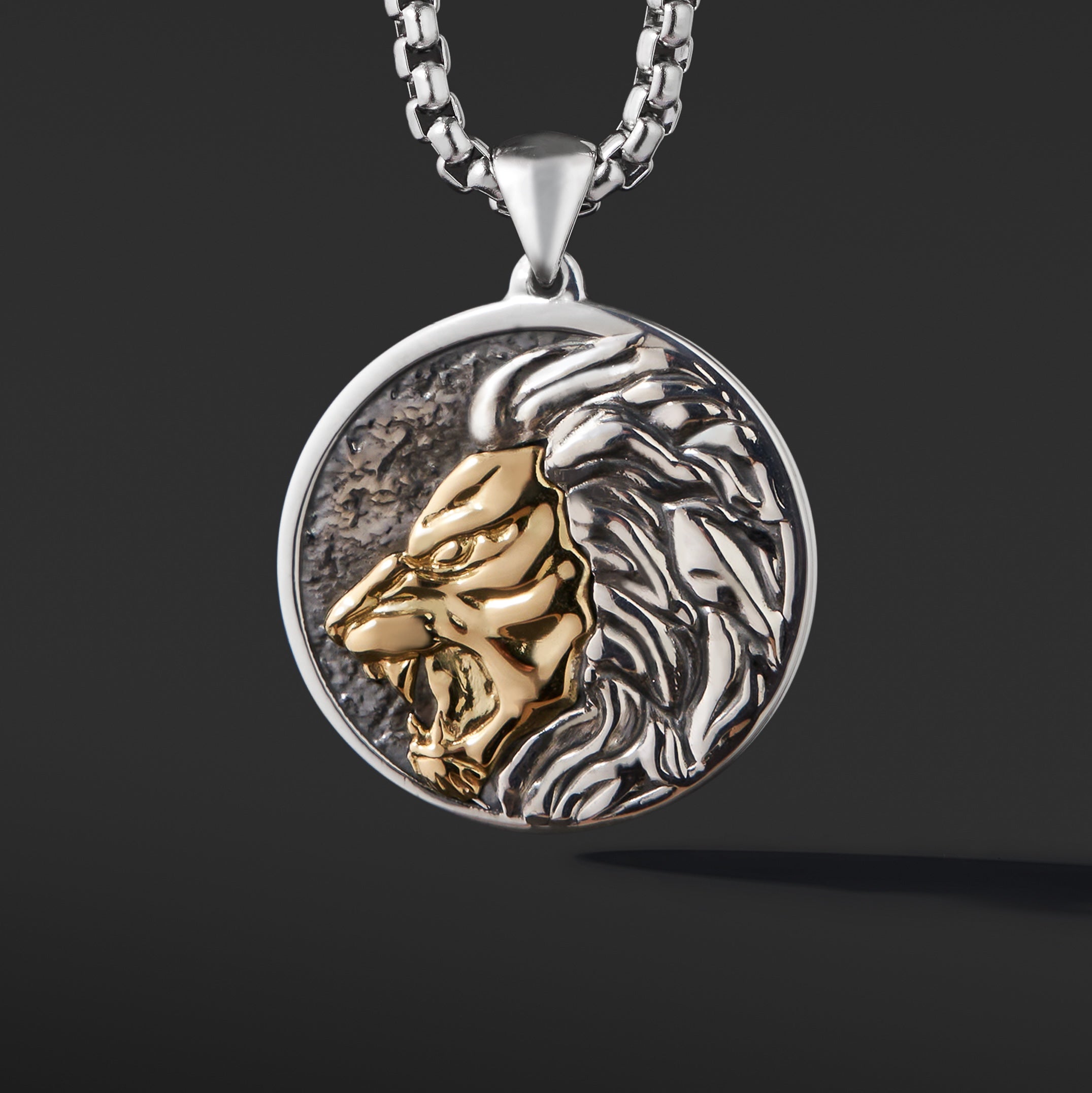 Anchor and Lion Silver Coin Necklace, Personalized Leo Zodiac Sign Medallion Necklace, Animal Necklace, Boyfriend Necklace, Gift high quality For Husband