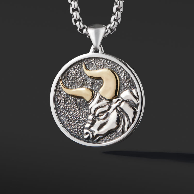 Diamond and Emerald Taurus Constellation Zodiac Tag Necklace in Sterling  Silver