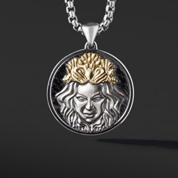 Virgo Pendant Zodiac Necklace - Sterling Silver with 18K Solid Gold
