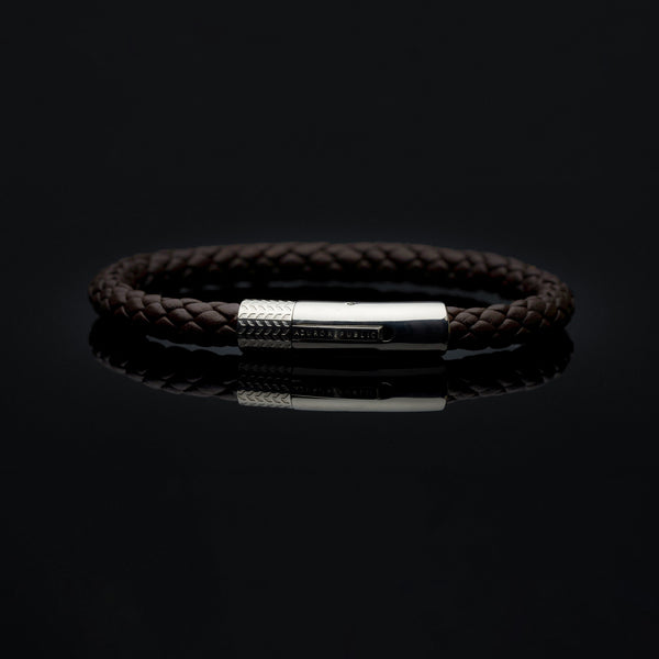 Sekora Mens Black Braided Italian Nappa Leather Hand Made Bracelet