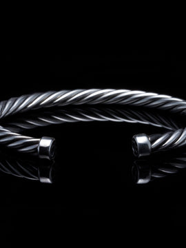 925 Silver Twisted Rope Cuff Bracelet