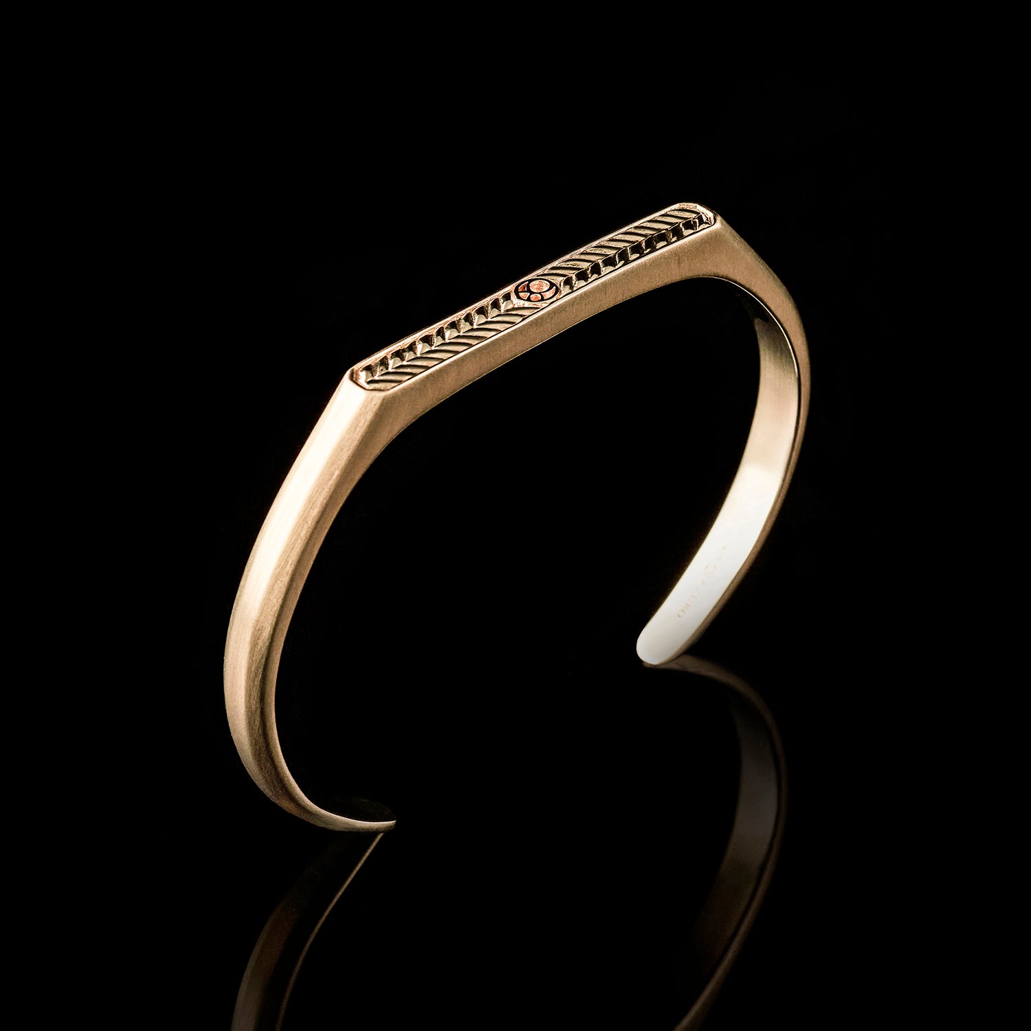 Omega 18K Gold Engraved Cuff Bracelet | Engraved Gold Bracelet for Men M ( 17.9 - 19.05 cm )