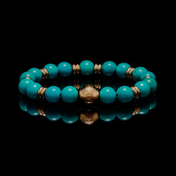 Turquoise Synthetic with 7 Chakra 8mm Round Bead Bracelet