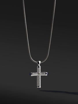 925 Silver Cross Pendant With Lapis Lazuli