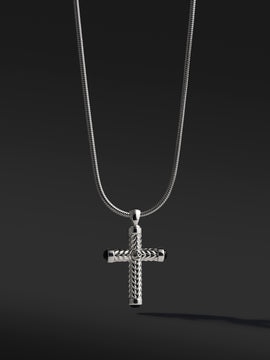 925 Silver Cross Pendant With Onyx