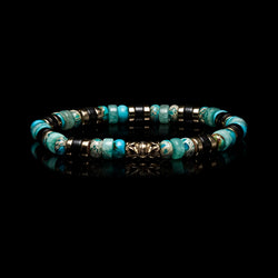 Bracelet homme perles turquoise/marron (argent), Bootleggers - Jollia