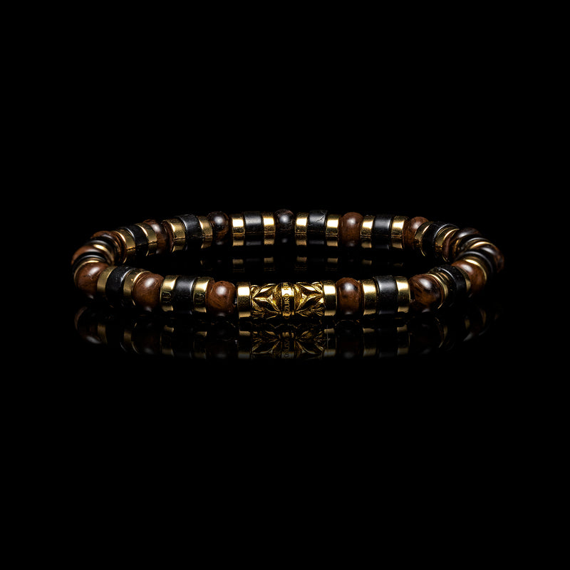 mens beaded bracelet , mens bead bracelet, gold bracelet for men, brown bead bracelets 