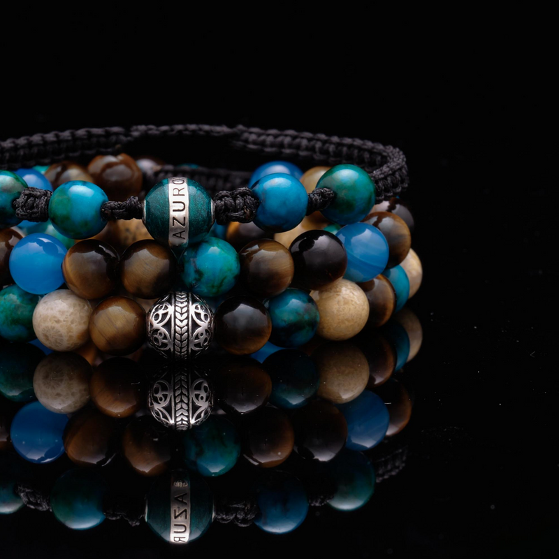 Men's Wooden Beaded Hematite Turquoise Linked Bracelet - Temu