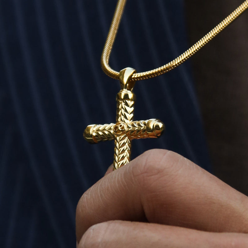 Dowos Cross Necklace for Men Cross Pendant Necklace for Men,Mens Cross  Necklace 316L Stainless Steel Black Gold Cross Pendant for Men | Amazon.com