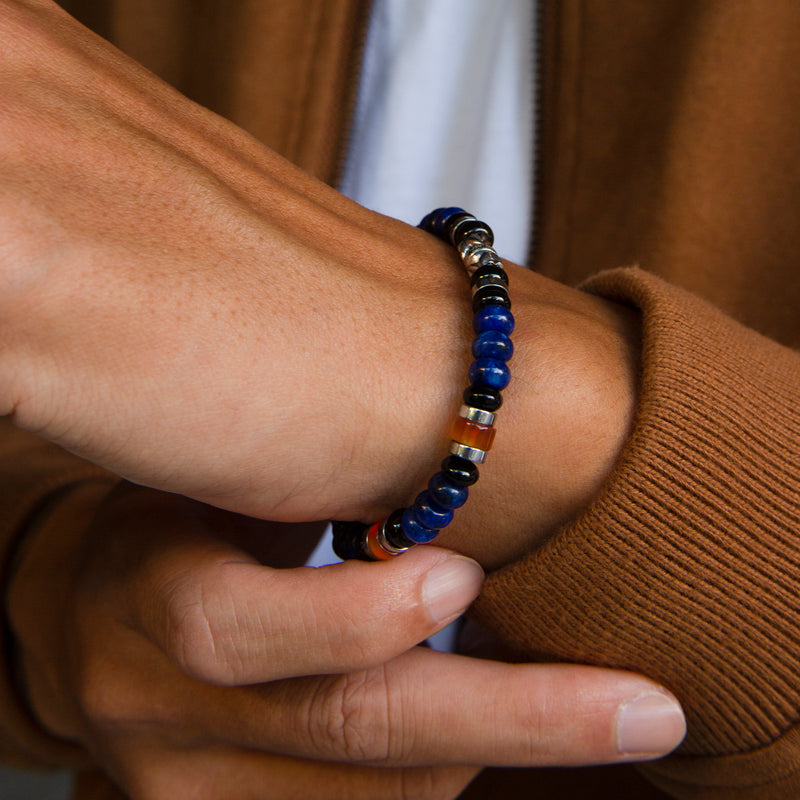 mens beaded bracelet , mens bead bracelet, gold bracelet for men, lapis lazuli bead bracelets 