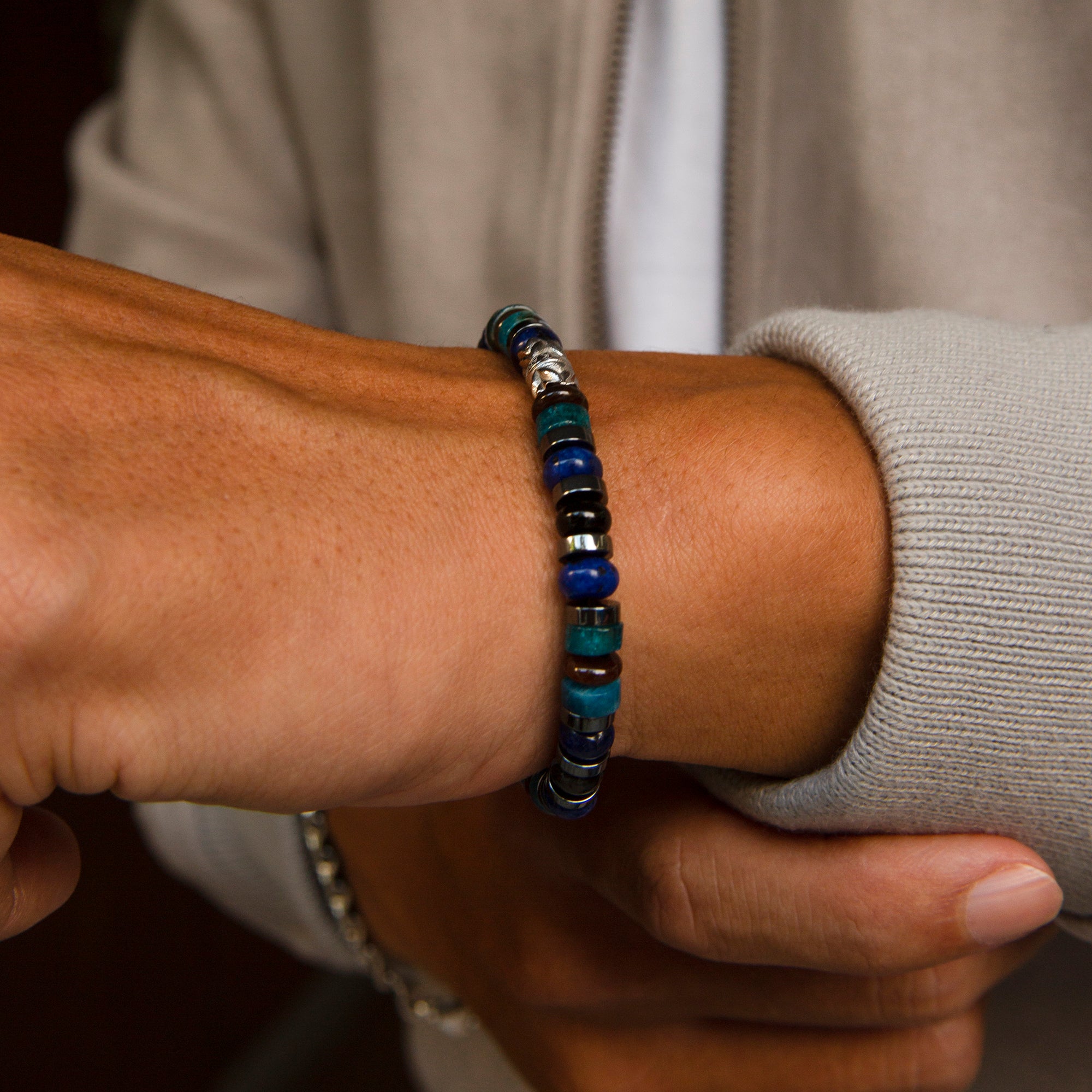 mens beaded bracelet , mens bead bracelet, gold bracelet for men, blue bead bracelets 