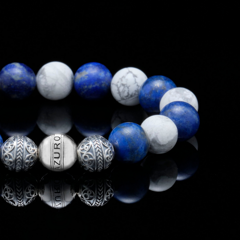 [Pre-order] The Navigator | Silver Howlite Lapiz Lazuli Beaded Bracelet - Azuro Republic