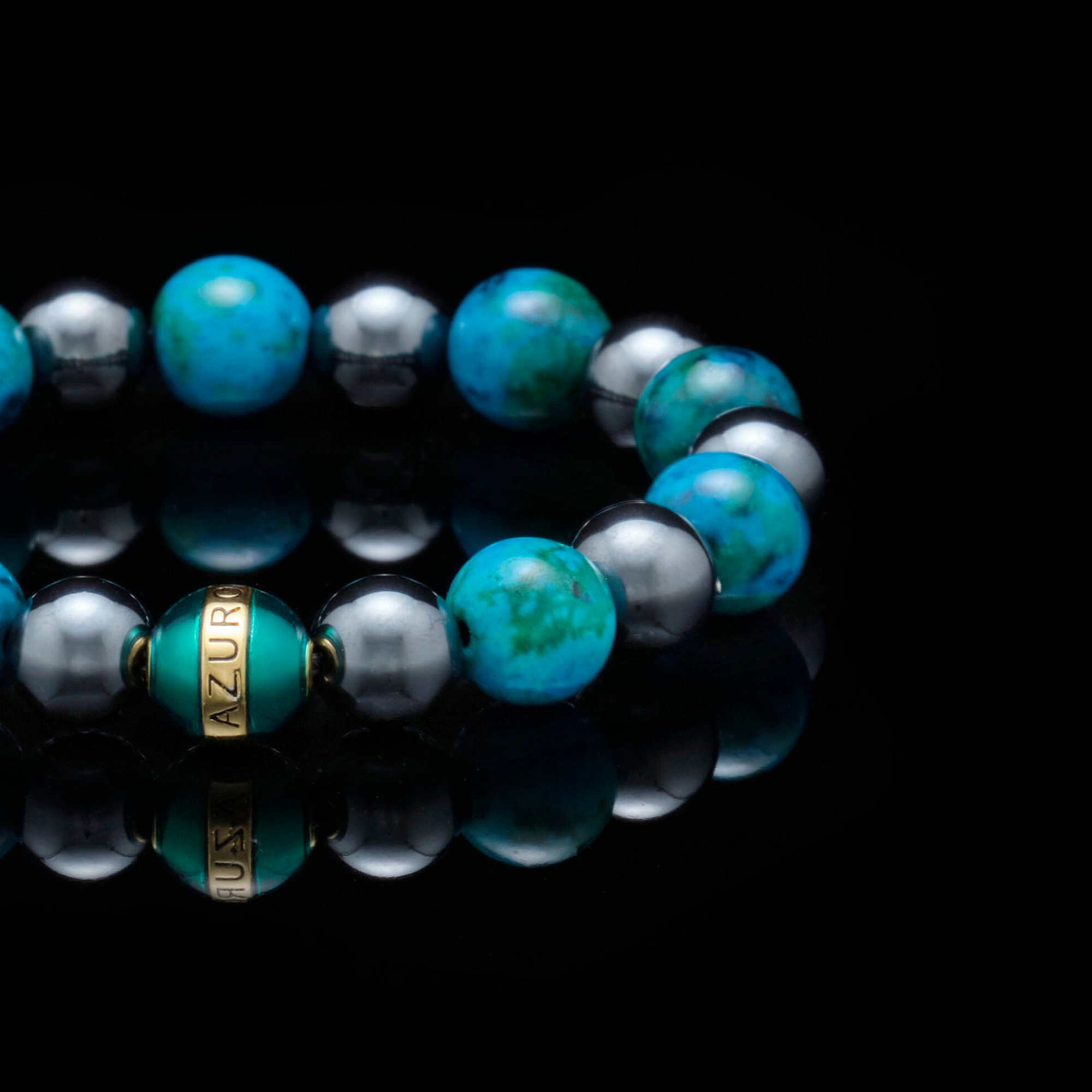 [NEW ARRIVAL] Artemis | Gold Enamel Turquoise Hemitite Beaded Bracelet - Azuro Republic