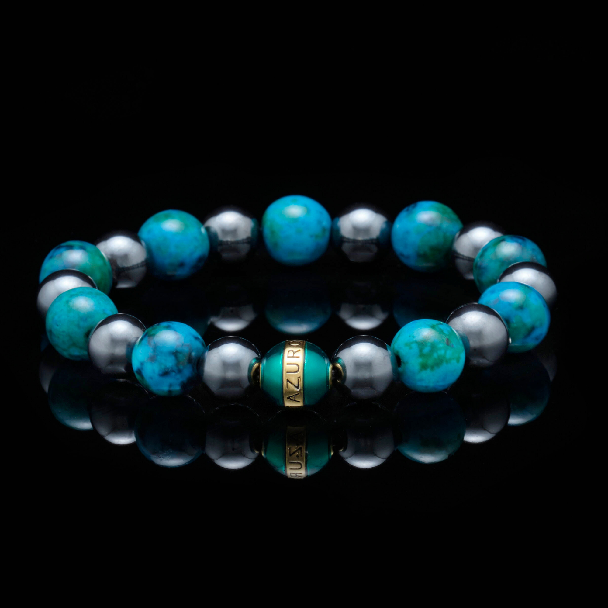 [NEW ARRIVAL] Artemis | Gold Enamel Turquoise Hemitite Beaded Bracelet - Azuro Republic