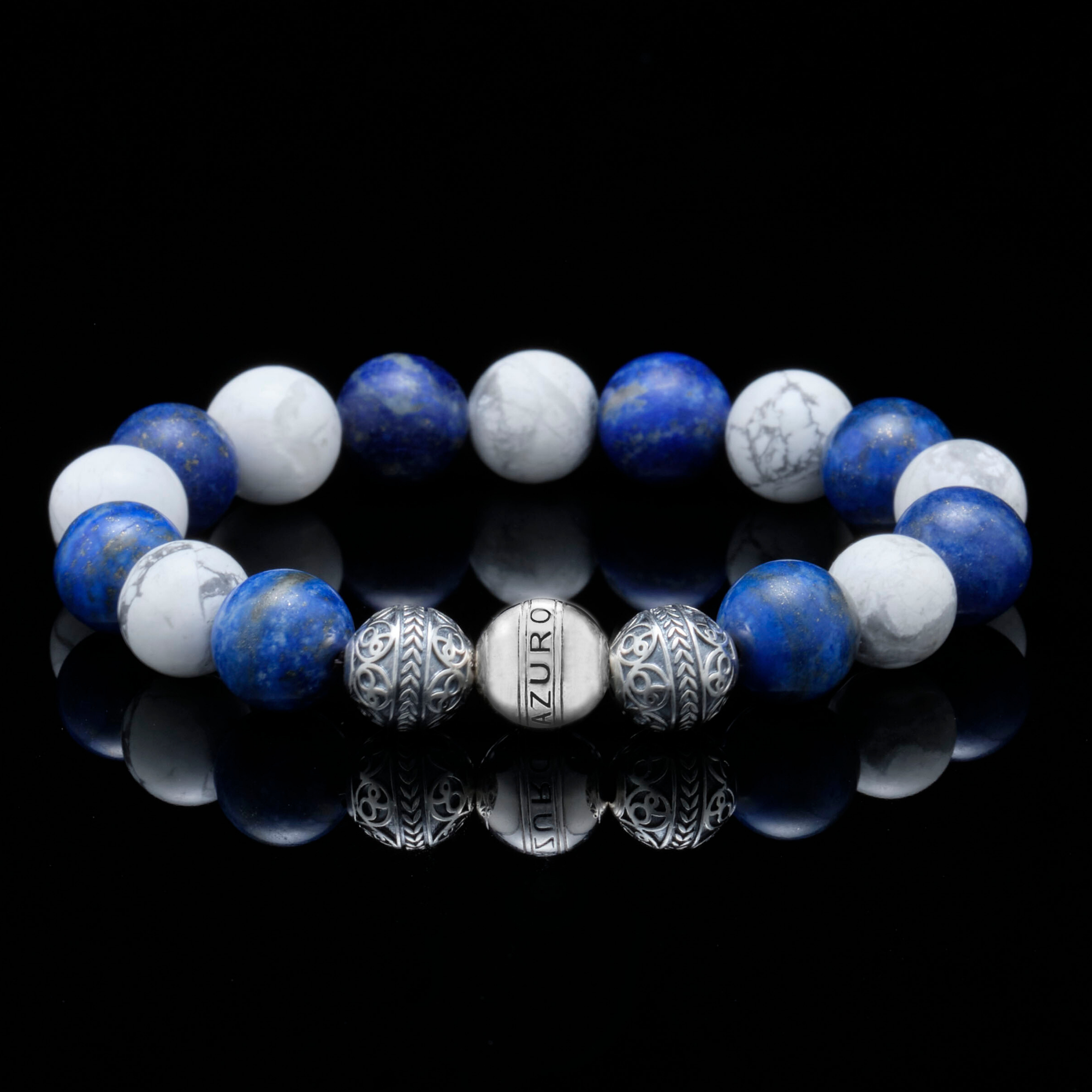 [Pre-order] The Navigator | Silver Howlite Lapiz Lazuli Beaded Bracelet - Azuro Republic