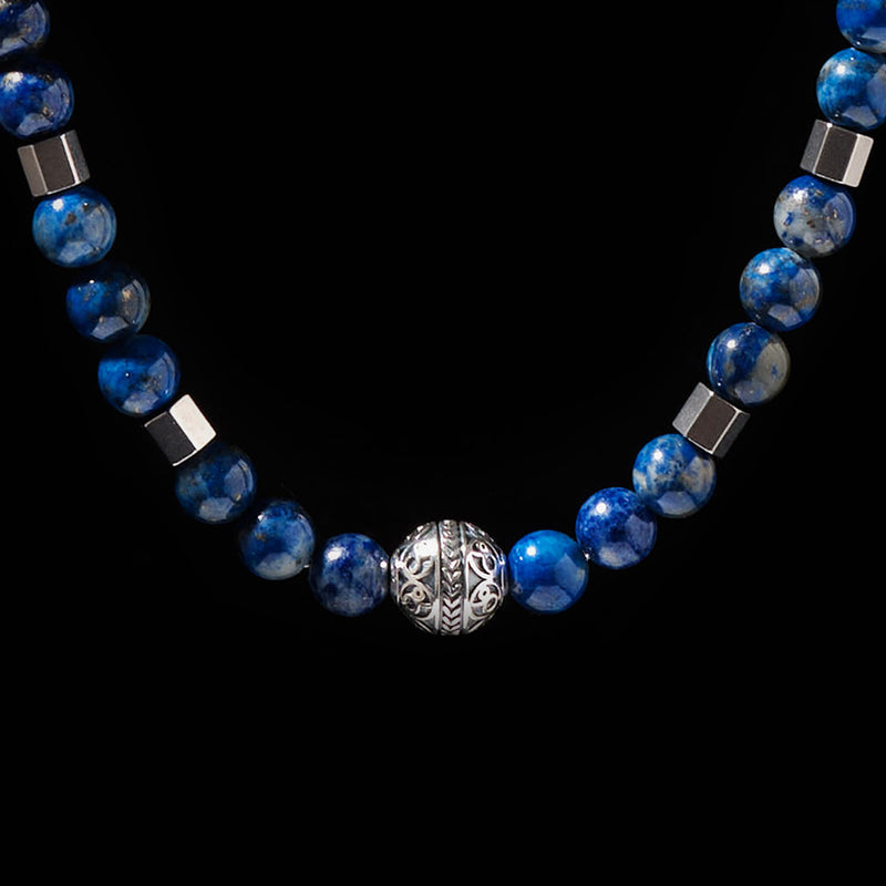 Lapis Bead Necklace with gold beads – Metal Art Studio