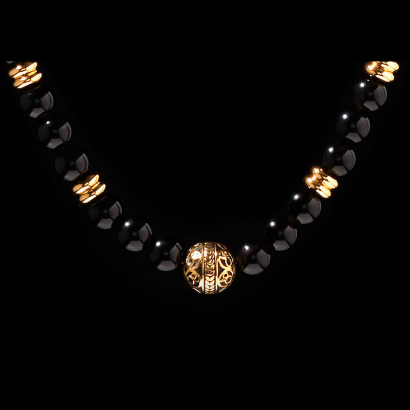 Gold Obsidian Beaded Necklace