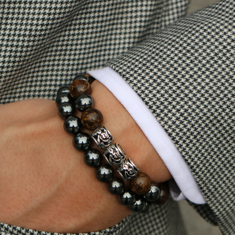 Mens black obsidian bracelet online