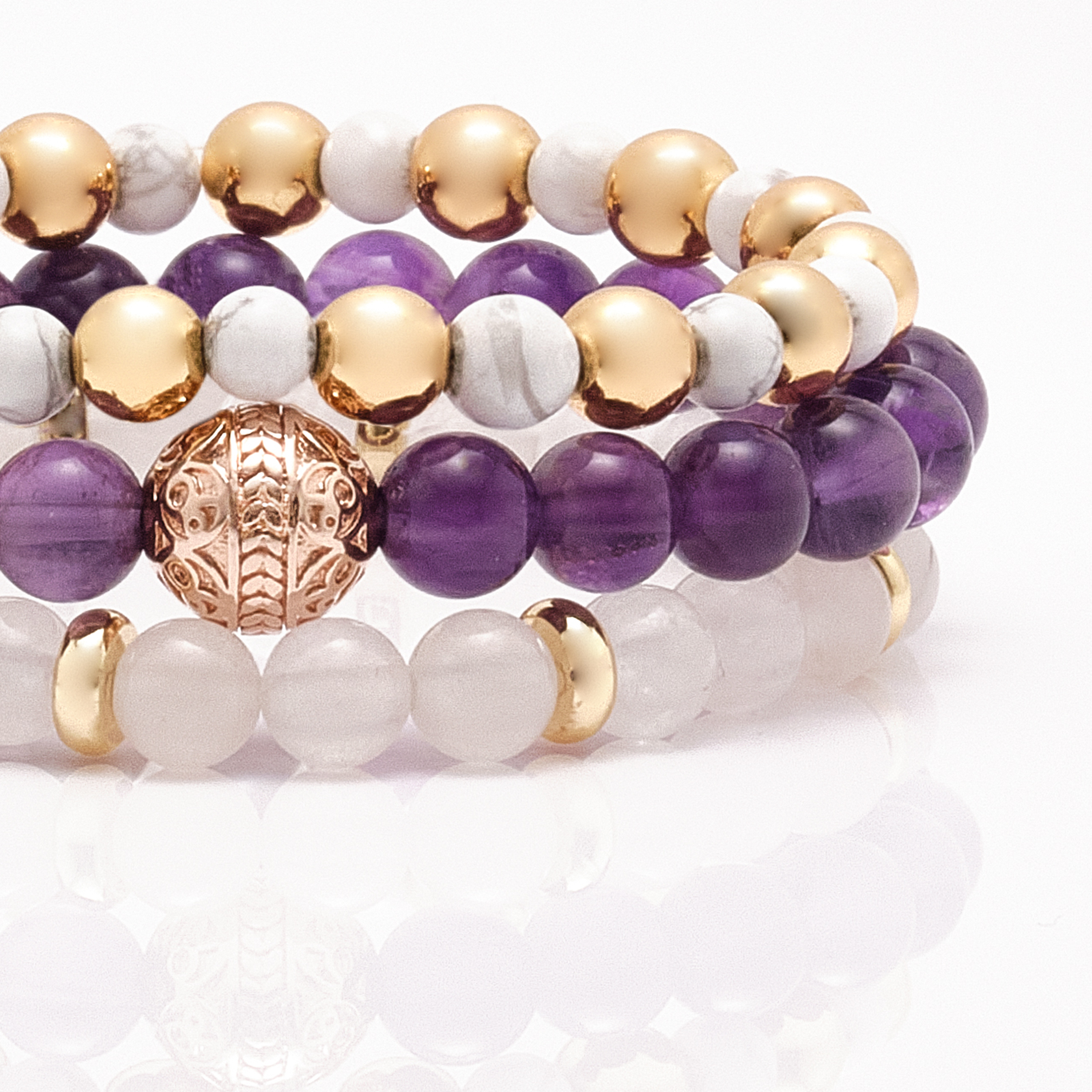 Women's beaded bracelets, Rose gold amethyst bracelet, howlite bracelets, white jade bracelets, Stack bracelets, women's silver bracelets, women's gold bracelets, jewlery for women, women's crystal bracelets, healing crystals bracelets for women, women jewelry 