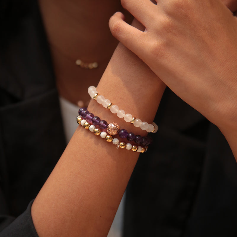 Natural Amethyst Purple Gemstone Crystal Healing Bracelet Handmade Jewelry  for Women - JewelleryLk