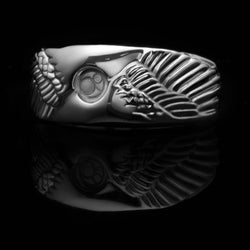 Angel Wing Ring is an iconic ring collection in Azuro Republic. Handcrafted over 70 hours on solid silver creates a one-of-a-kind men's Wing Ring. Angel Wing Ring can mix with our classic snake chain into an Angel Wing Necklace. If you are looking for a handcrafted Angel Wing Ring of top quality, you should not miss Azuro Republic men's Ring & Necklace collection.