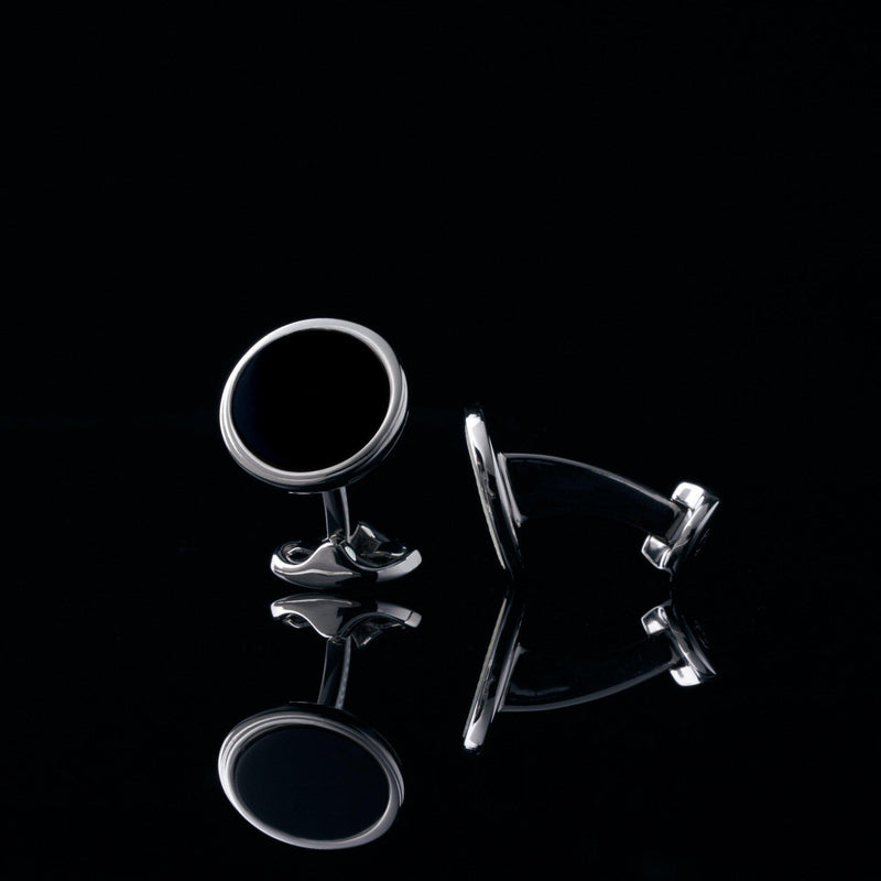 mens sterling silver cufflink designed by Azuro Republic, select suit cufflinks for men with black obsidian stone cufflink men accessories