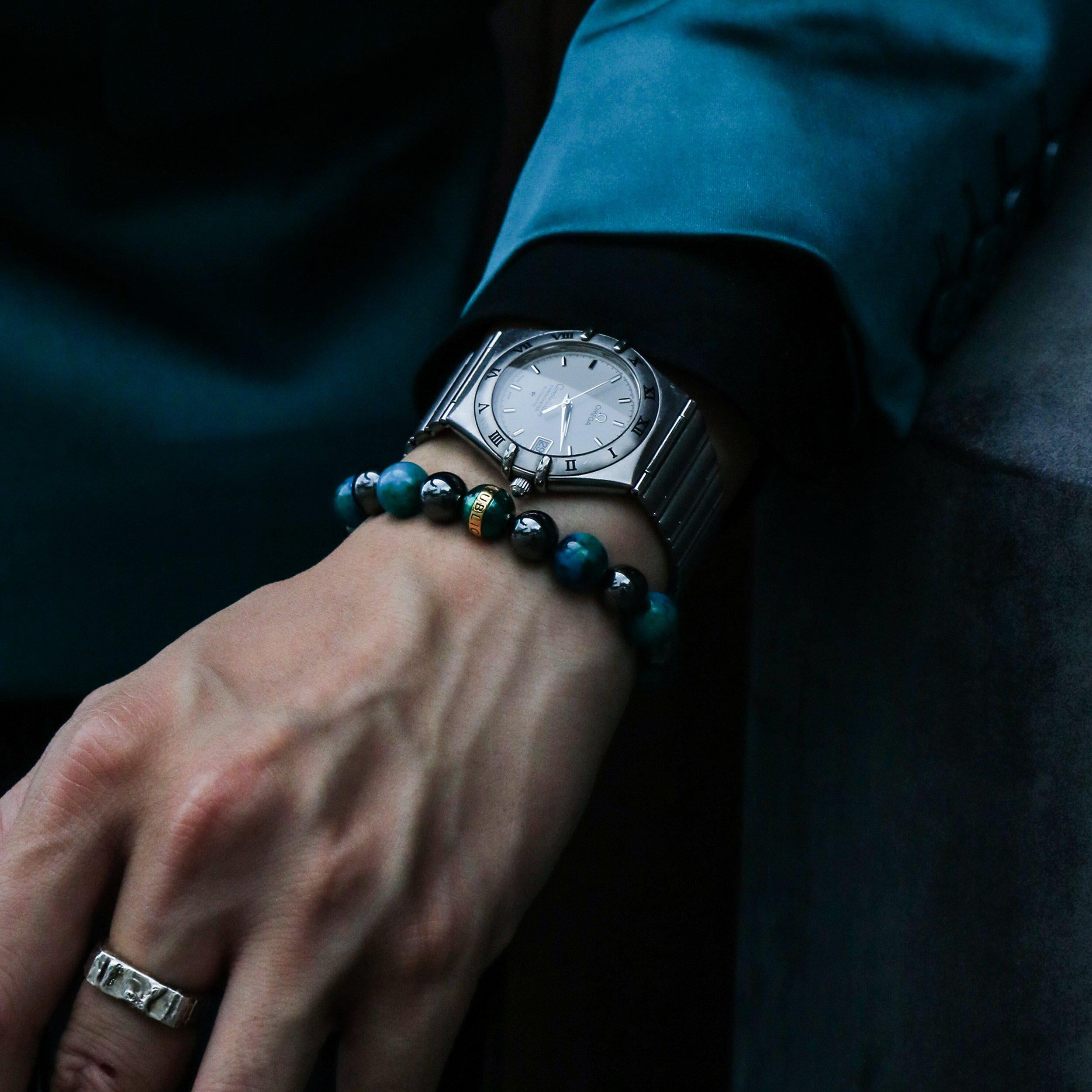 Artemis | Hemitite & Turquoise Bracelet | 24k Gold Bracelet | Men