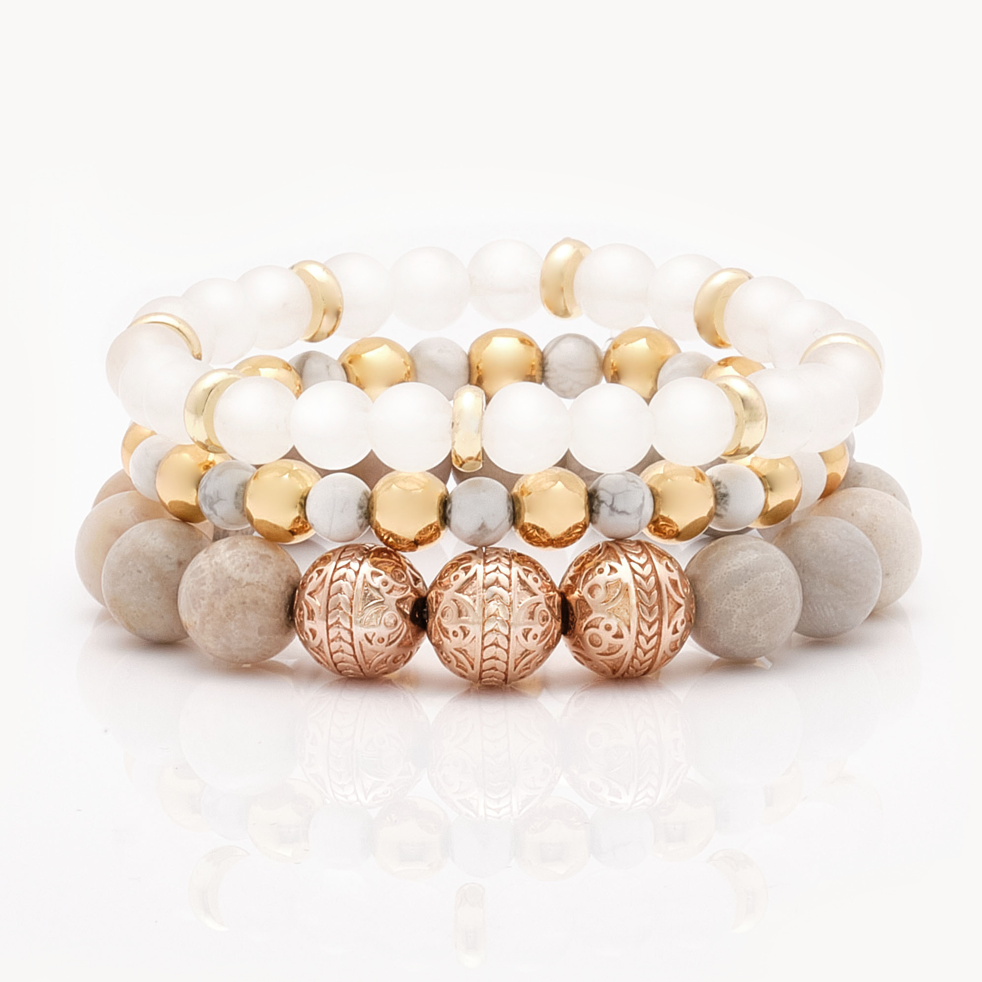 Women's beaded bracelets, Rose gold chrysanthemum bracelet, howlite bracelets, white jade bracelets, Stack bracelets, women's silver bracelets, women's gold bracelets, jewlery for women, women's crystal bracelets, healing crystals bracelets for women, women jewelry 