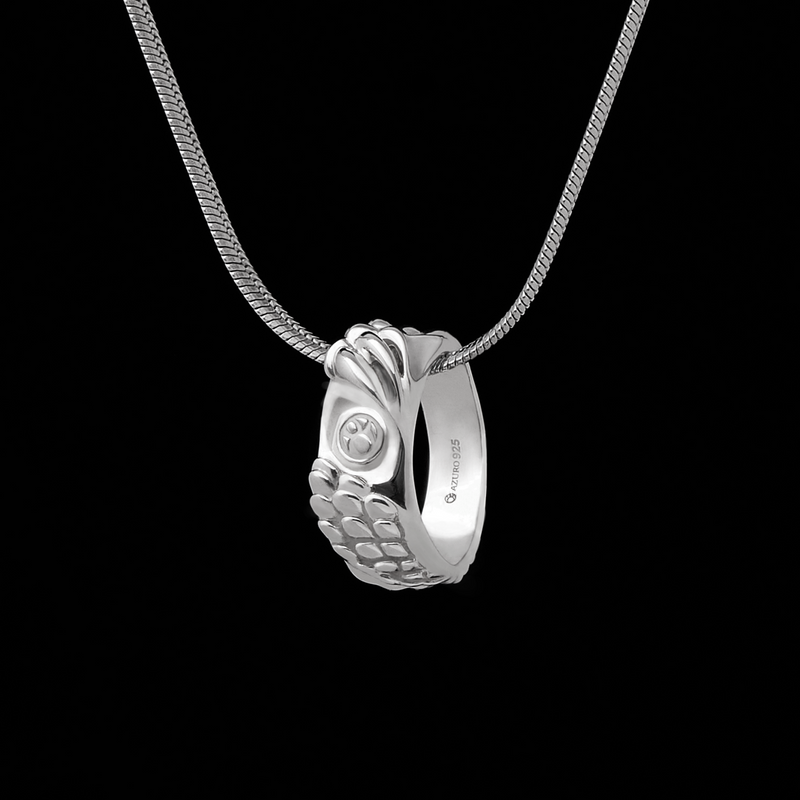 Dragon Claw Ring is an iconic ring collection in Azuro Republic. Handcrafted over 70 hours on solid silver creates a one-of-a-kind men's Wing Ring. Dragon Claw Ring can mix with our classic snake chain into an Angel Wing Necklace. If you are looking for a handcrafted Dragon Claw Ring of top quality, you should not miss Azuro Republic men's Ring & Necklace collection.