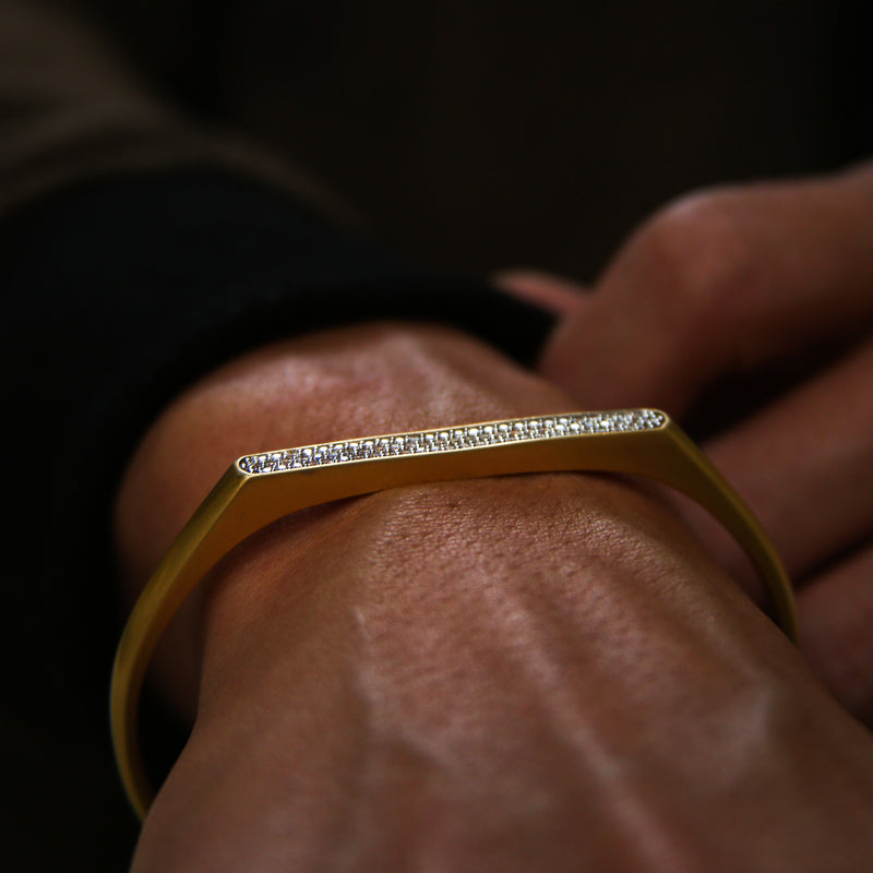 Buy Golden Hexagonal Diamond Cuff Bangle Bracelet Online – The Jewelbox