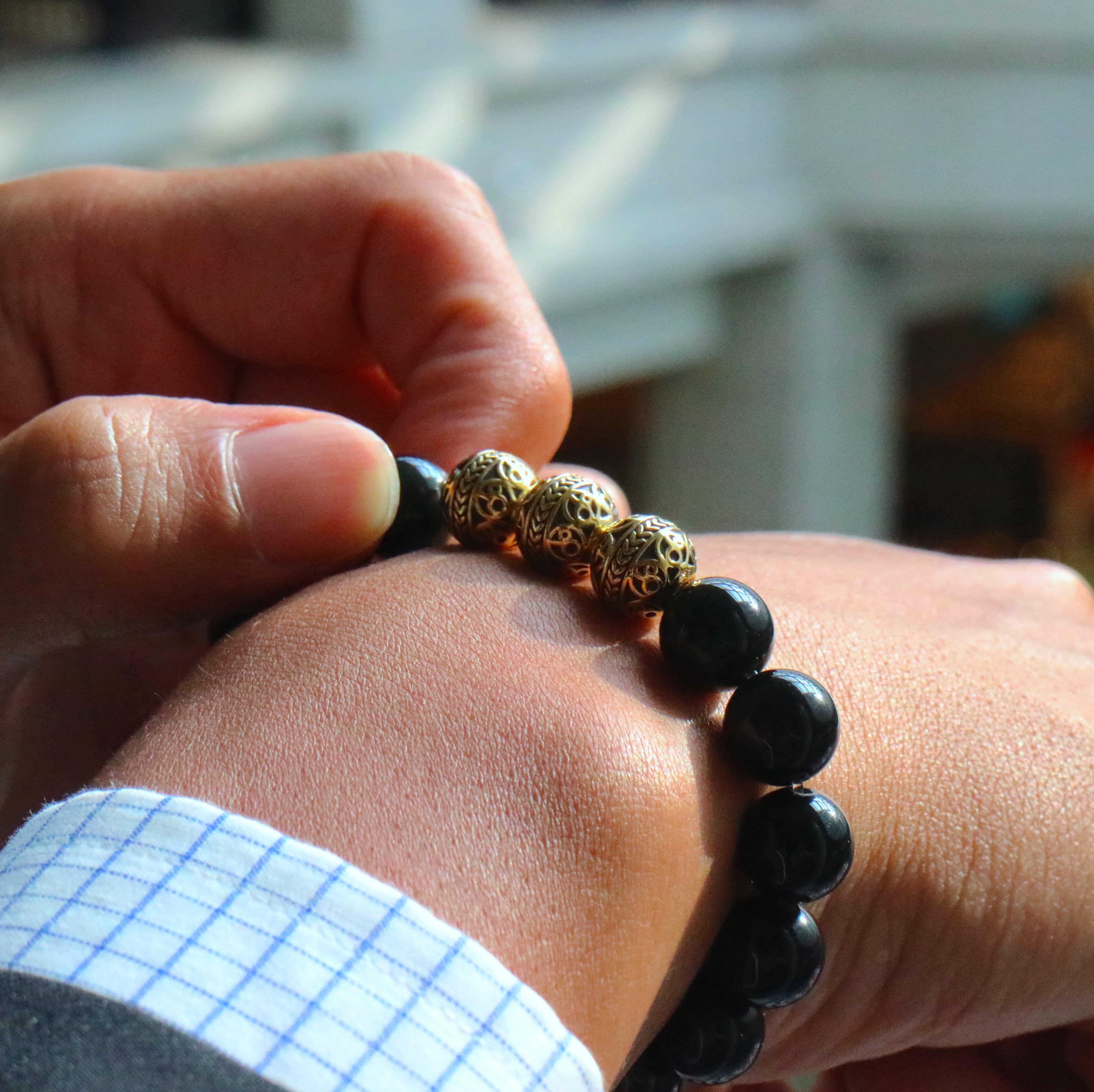 Amazon.com: Triple protection bracelet, Tiger Eye Bracelet for Men Women,  10MM Crystal Stone Beaded Black Obsidian Bracelet, Anxiety Relief,increase  courage and determination, Healing Energy Bead Bracelet : Handmade Products