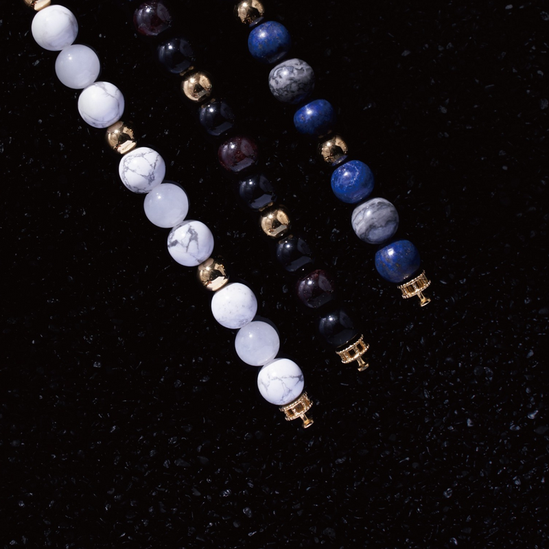 Gemstones Gold Beads Bracelet | Exquisite Beaded Bracelets Lapis Lazuli/Picasso Jasper / 8mm