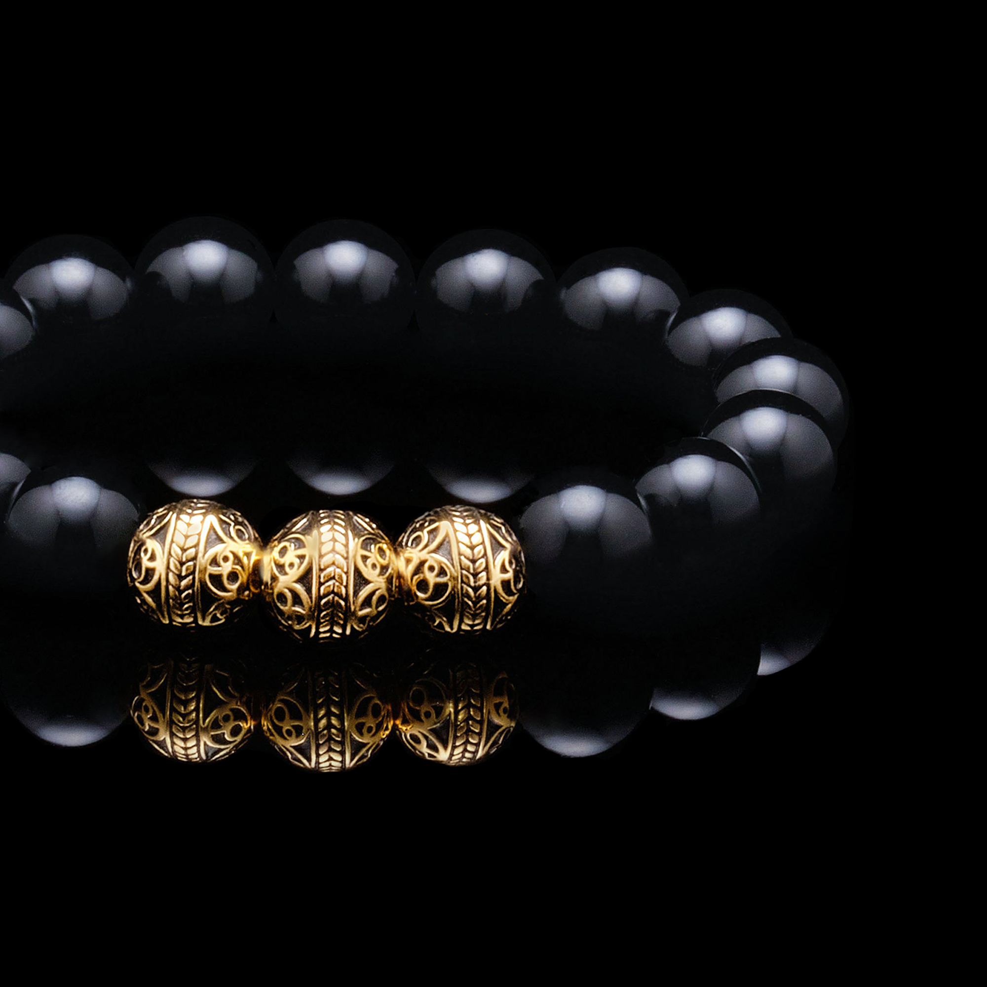 Gold Beaded Bracelets Mens Bead Bracelet Gold Bracelet Azuro Republic Jewelry for Men 10mm