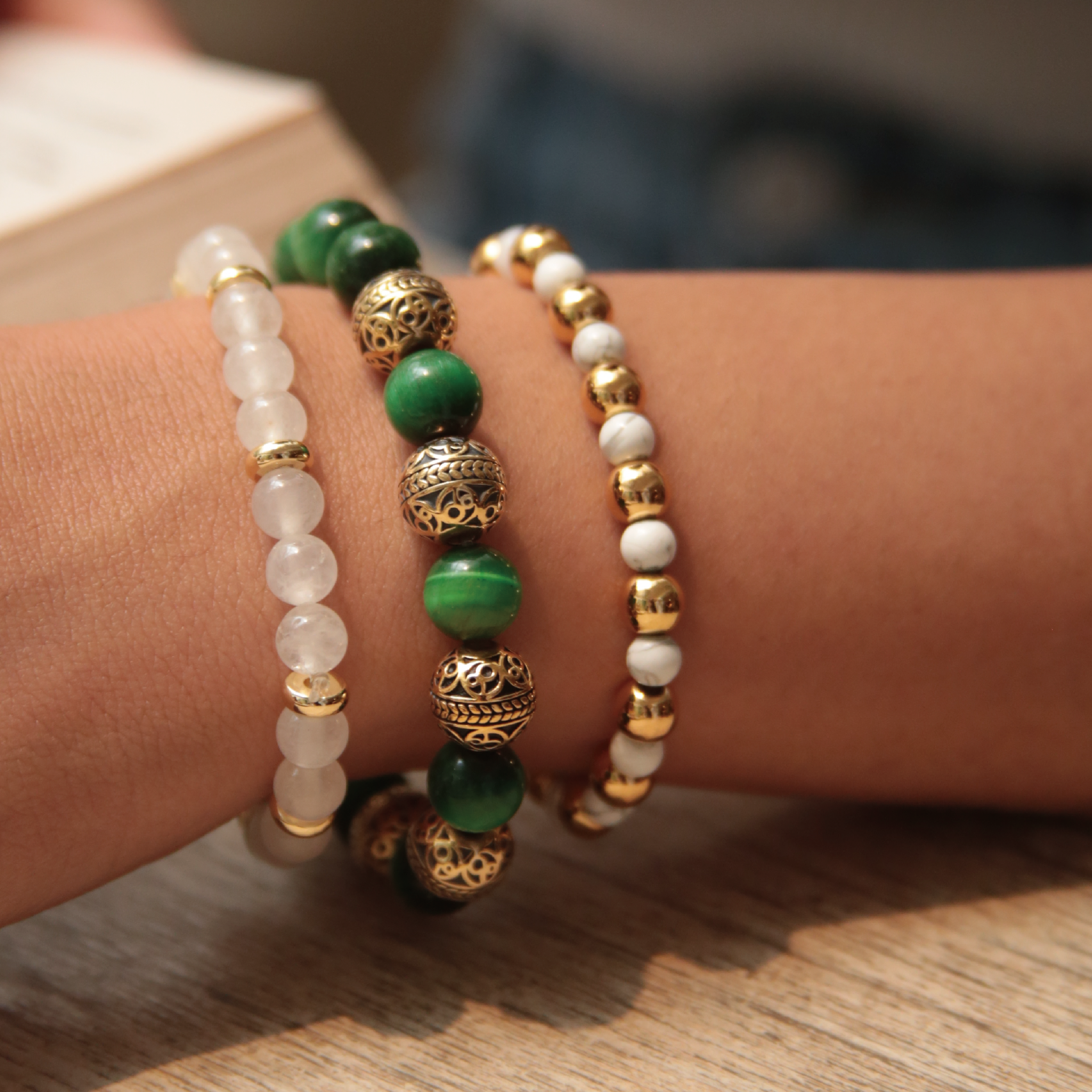 Women's beaded bracelets, Rose gold green tiger eye bracelet, howlite bracelets, white jade bracelets, Stack bracelets, women's silver bracelets, women's gold bracelets, jewlery for women, women's crystal bracelets, healing crystals bracelets for women, women jewelry 