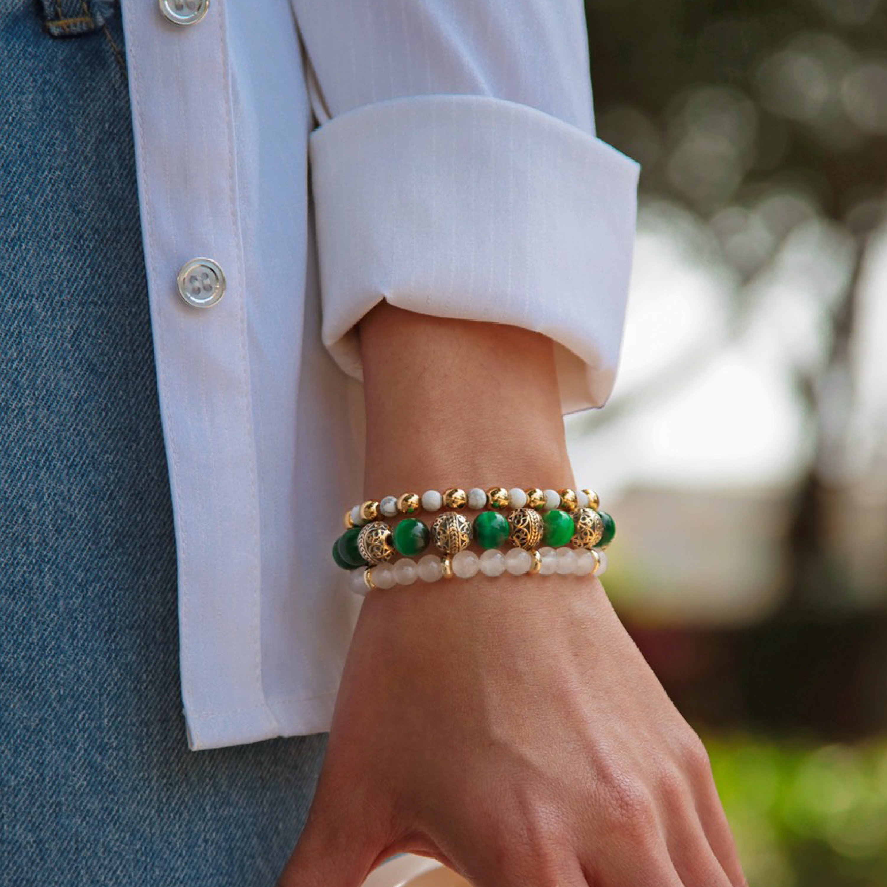 Women's beaded bracelets, Rose gold green tiger eye bracelet, howlite bracelets, white jade bracelets, Stack bracelets, women's silver bracelets, women's gold bracelets, jewlery for women, women's crystal bracelets, healing crystals bracelets for women, women jewelry 