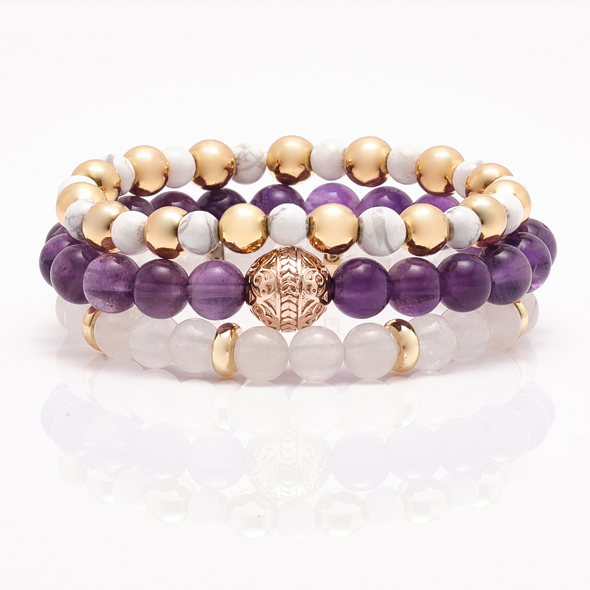 Women's beaded bracelets, Rose gold amethyst bracelet, howlite bracelets, white jade bracelets, Stack bracelets, women's silver bracelets, women's gold bracelets, jewlery for women, women's crystal bracelets, healing crystals bracelets for women, women jewelry 