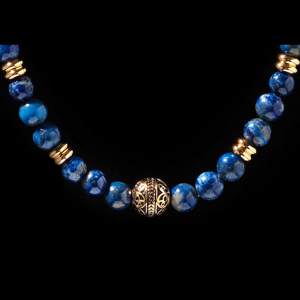 Gold Lapis Lazuli Crystal Necklace