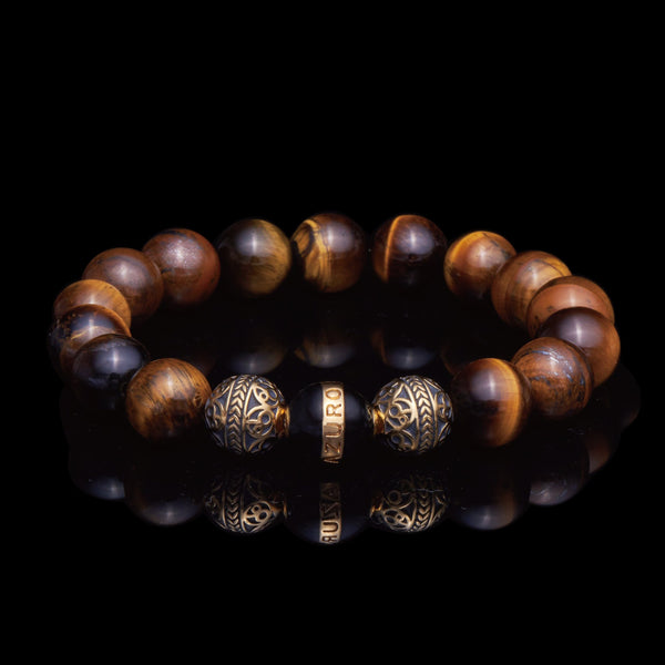 azuro republic men accessories: mens tiger eye beaded bracelet healing gemstone jewelry gold bracelet gift for men