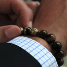 azuro republic men accessories: mens tiger eye beaded bracelet healing gemstone jewelry gold bracelet gift for men