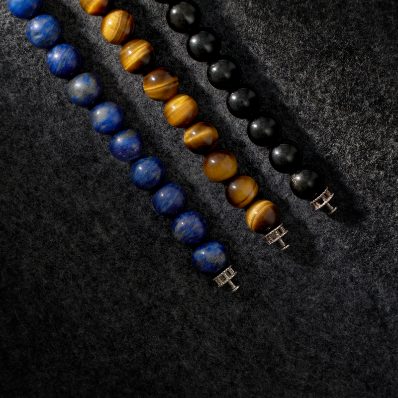 Personalised Wood Bead Mens Bracelet | ID Beaded Bracelet | Sterling Silver Beaded Jewellery | Personalised Bead Bracelet | Father Gift