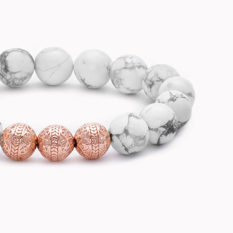 Buy Reiki Crystal Products Natural Howlite Bracelet Crystal Stone 10mm  Round Bead Bracelet for Reiki Healing and Crystal Healing Stones | Globally